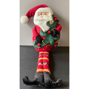 Santa shelf sitter Tree Leopard Cheetah Trim accents polka dots Christmas